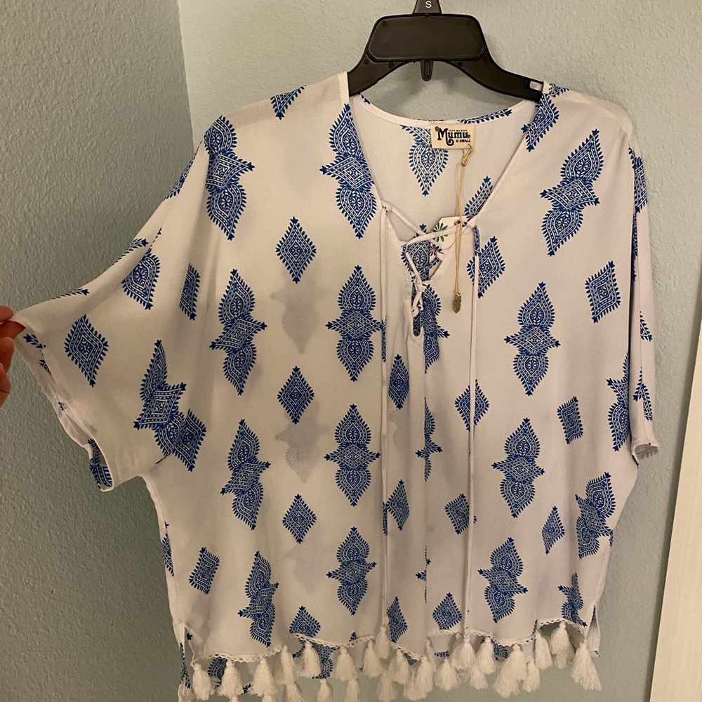 NWT show me your mumu Tennessee tassel top tunic xs - Picture 3 of 10